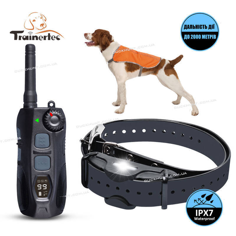 Електронашийник Trainertec DT 4200 з підсвічуванням. Радіус дії до 2000 м