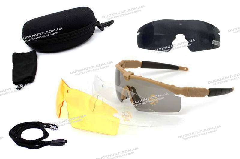 Окуляри тактичні Military TAN 4 змінних скла+кейс