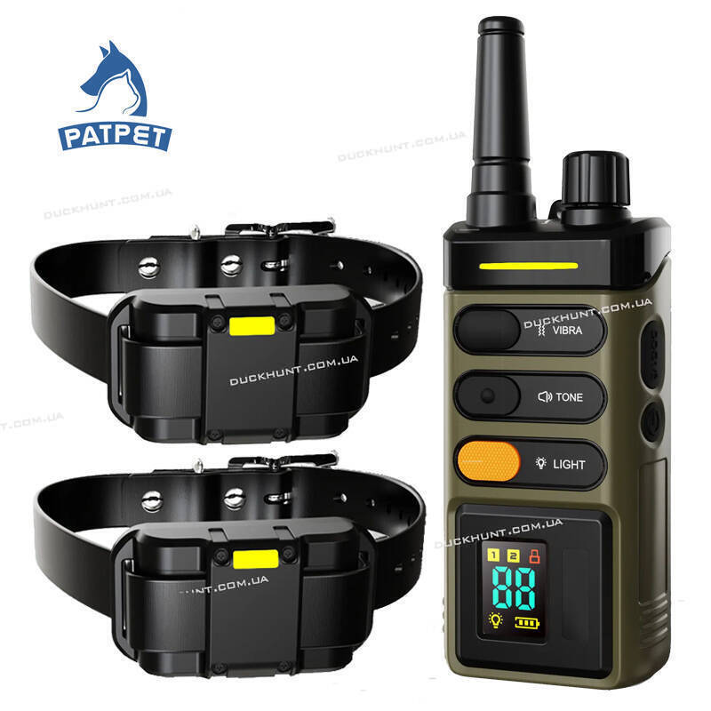 Електронашийник PatPet 625 з підсвічуванням, для 2х собак. Радіус дії до 1500 м