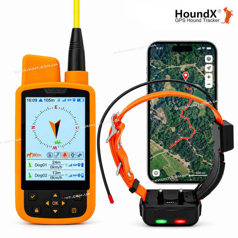 GPS-навигация для собак HOUND-X 150/T35 с GPS-ошейником, VHF+4G