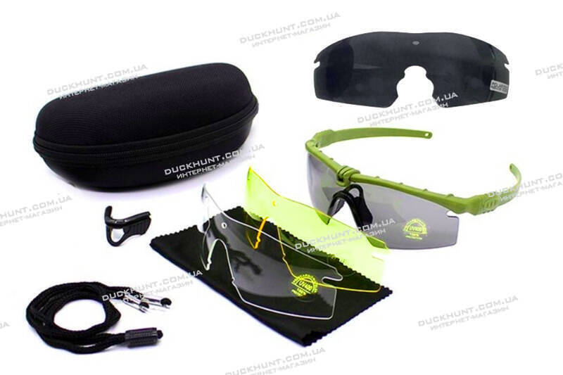 Окуляри тактичні Military Army Green 4 змінних скла+кейс